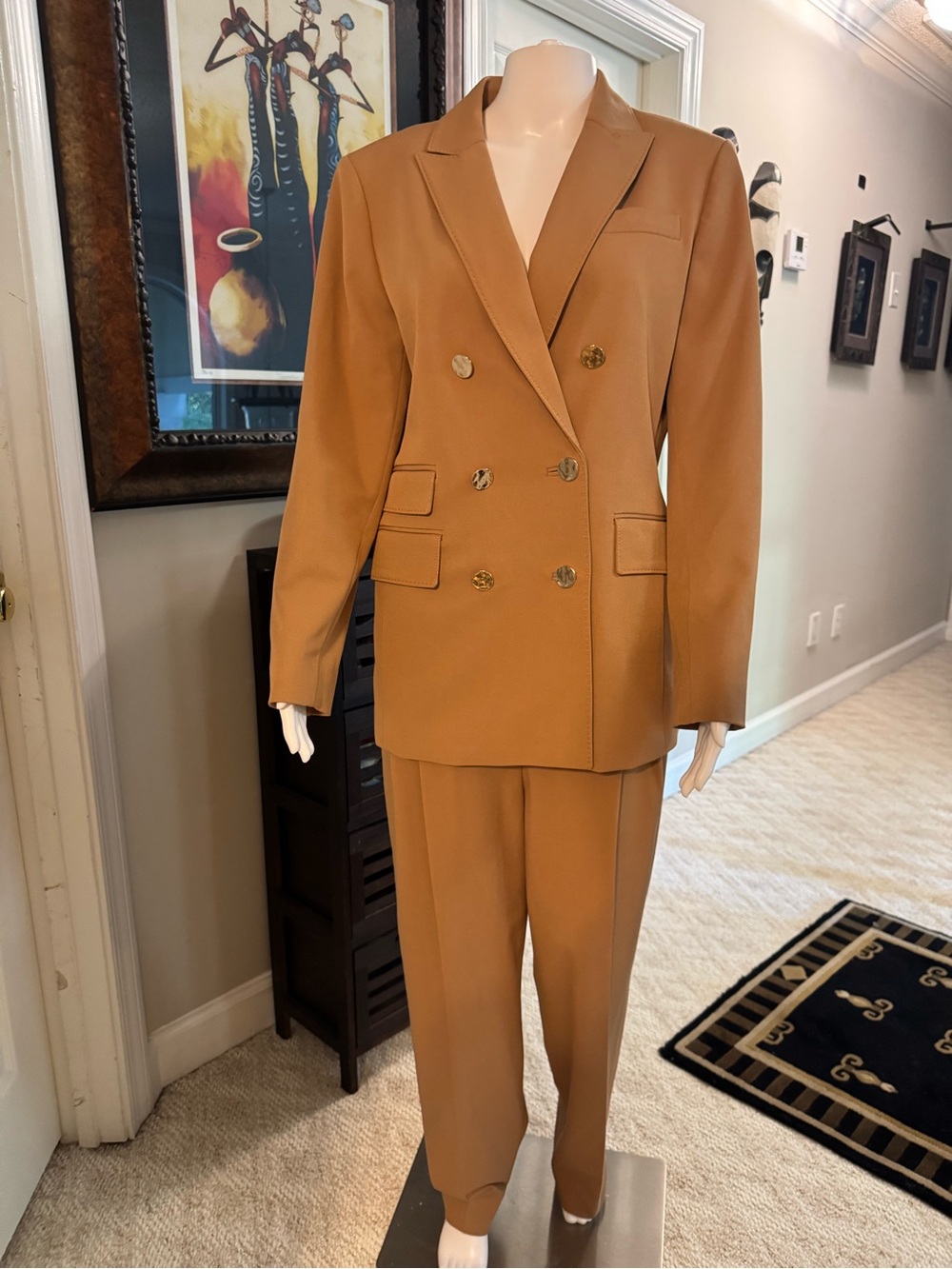 ANTONIO MELANI Double-Breasted Suit in Camel Brown